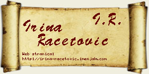 Irina Račetović vizit kartica